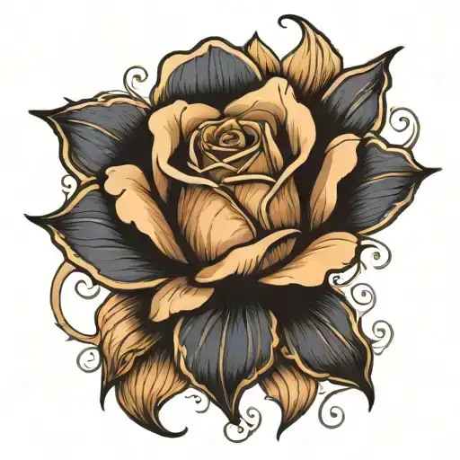 Rose With Gold Rook In The Middle