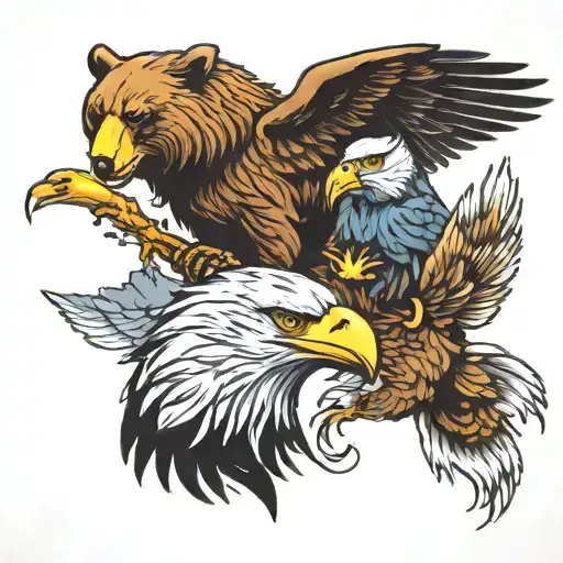 Bear And Bald Eagle