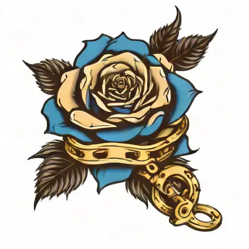 Blue Rose With Thin Blue Line And Handcuffs