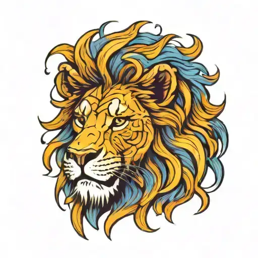 Lion Head Flexing A Smile Showing Teeth Psychedelic