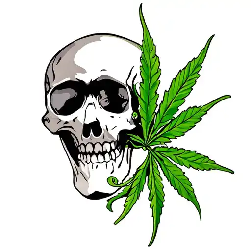 Skull And Weed Leaf
