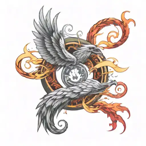 Ouroboros Wrapped Around A Phoenix