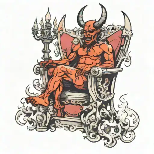 Scary Devil Sitting On Throne