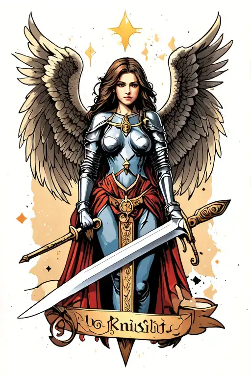 Woman Knight Angel And Sword