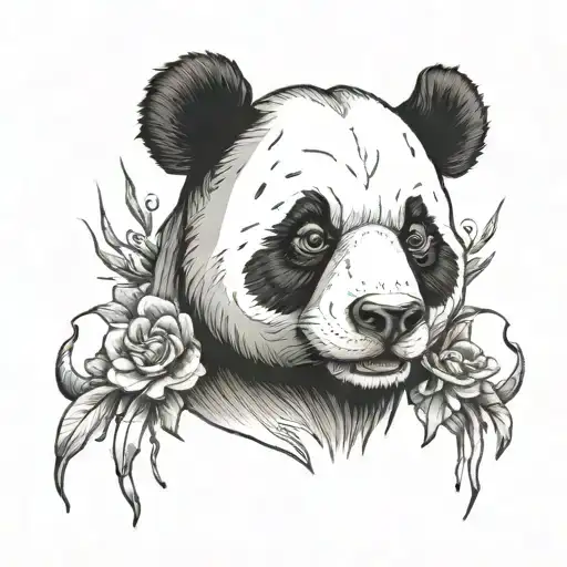 Combination Of Panda And Cow Head