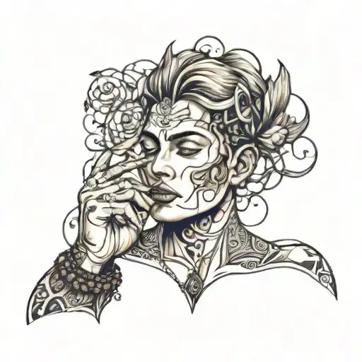 Pretty Boy Tatoo With Hand And Women In String