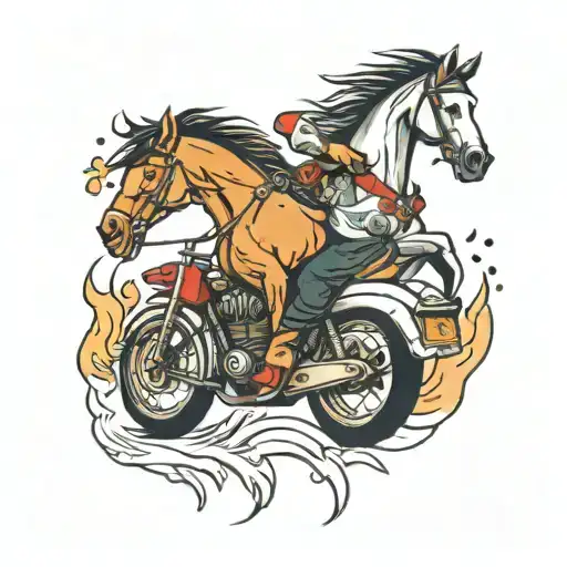 Horse And A Motorbike
