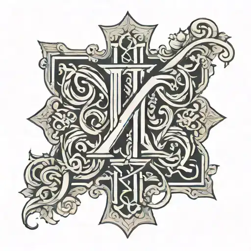 Initial A And M Intertwined Lorraine Cross