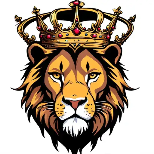 Half Face Of Lion With A Crown
