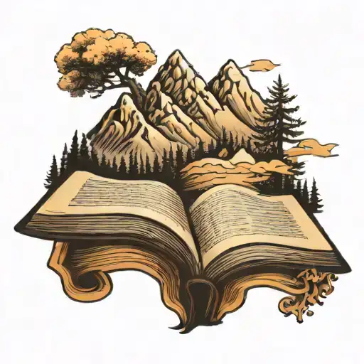 Open Book With Mountains