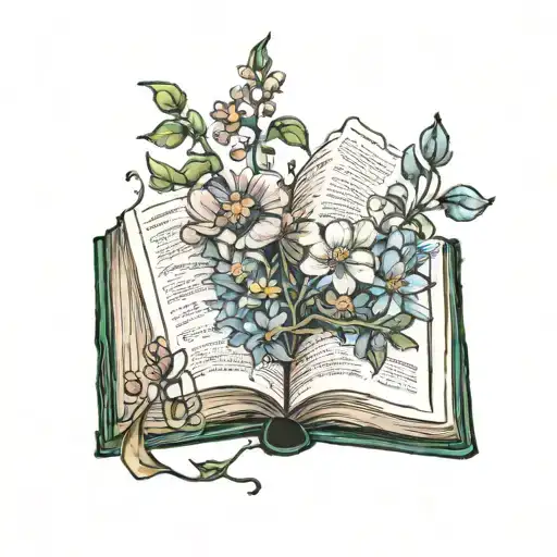 Open Book With Wild Flowers Growing