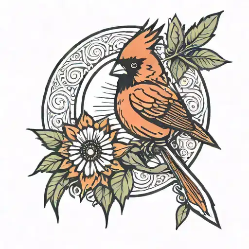 Thin Line Cardinal And Sun