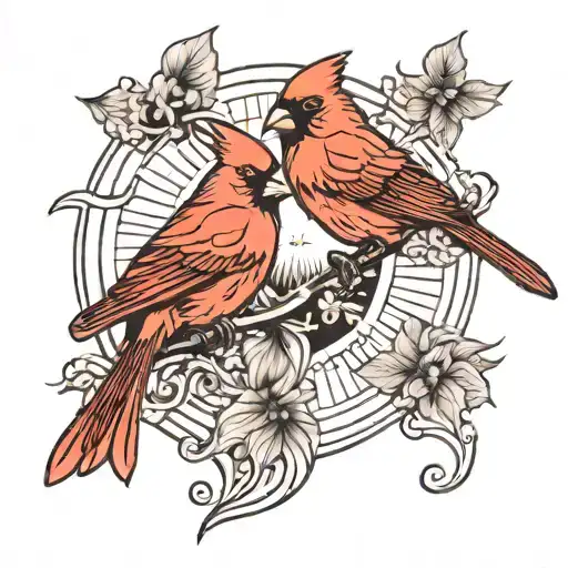 One Line Cardinal And Sun