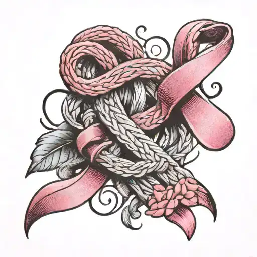 Breast Cancer Ribbon And Knitting