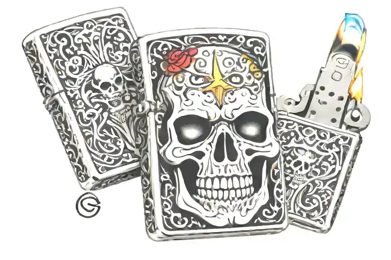 Zippo Lighter With Skull