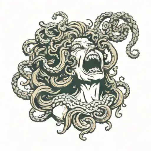 Medusa Beaten And Battered Smiling Holding A Decapitated Poseidons Head