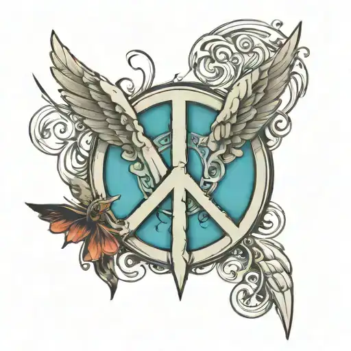 Peace Sign Made Up Of Word Angel