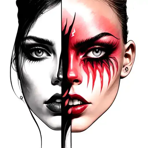 Woman 2 Faces Good And Evil