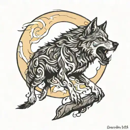 Fire Lone Wolf Howling At The Moon