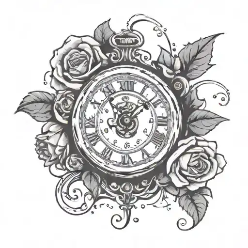 A Broken Clock With A Date Underneath And Roses Around