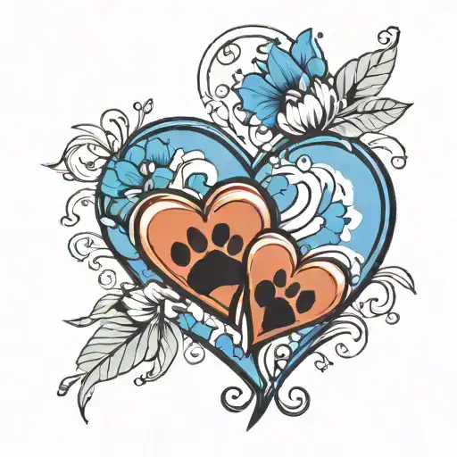 Blue Heart With 2 Dog Paw Prints