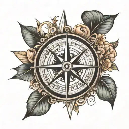Compass And Arabesque And Vegetal Line