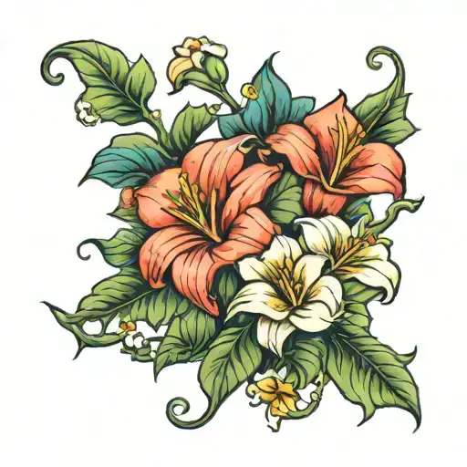 Flower Vine With Daffodil And Morning Glory