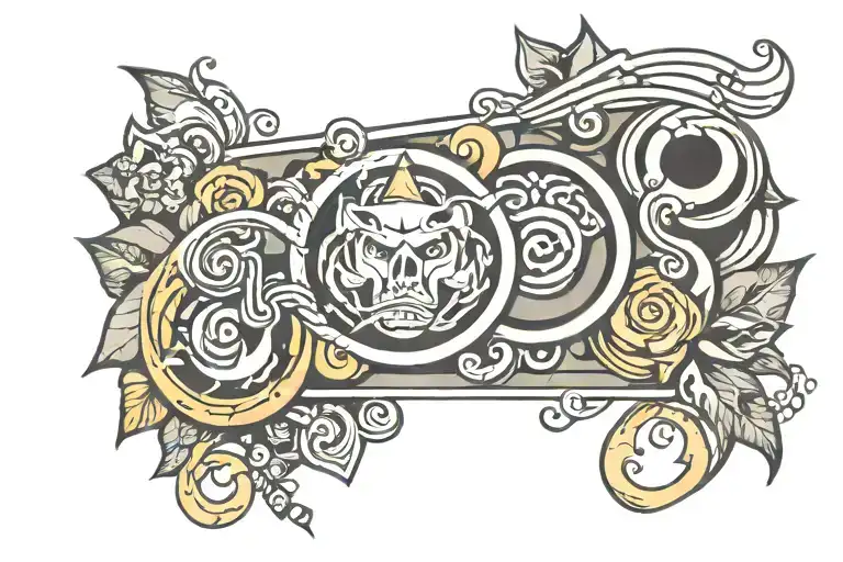 Armband Tattoo With Cartoon Type Sections