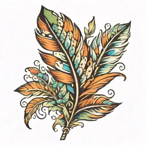 Feather With Different Designed Leaves