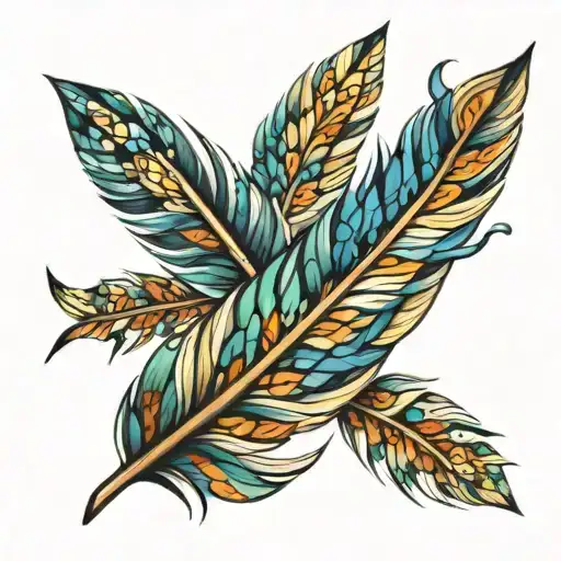 Feather With Different Mosaic Designed Leaves