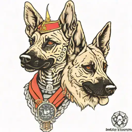 Military Theme With Skulls And Belgian Malinois Military Dog