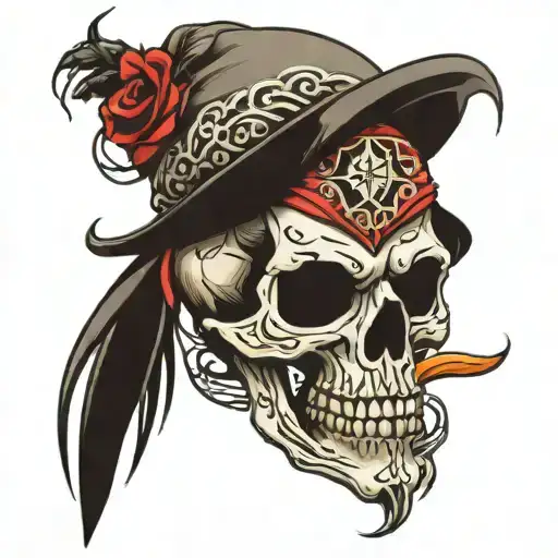 Traditional Skeleton Wearing Bandana