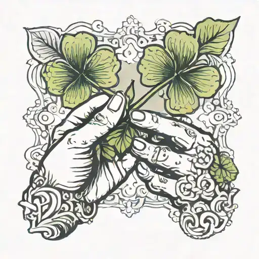 A Hand Reaching A Four Leaf Clover