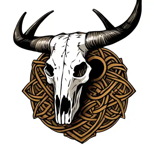 English Longhorn Skull With Celtic Knot