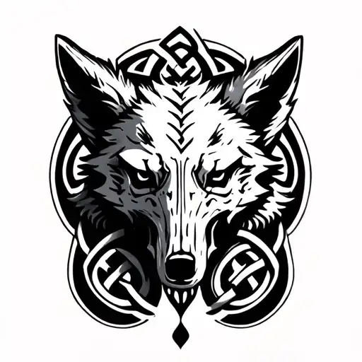 Wolf Skull With Celtic Knot