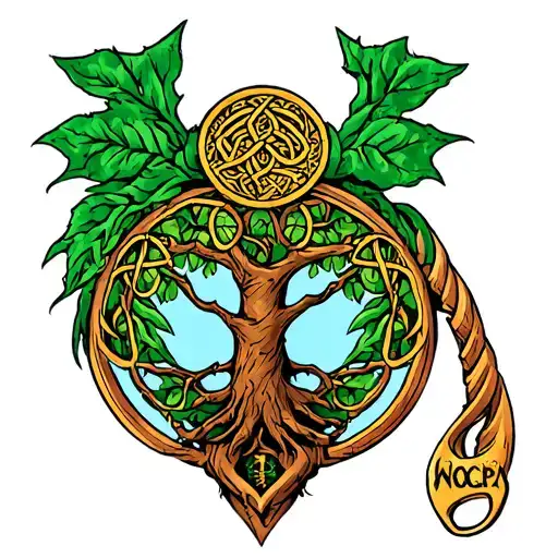 Watson Clan Crest With Celtic Tree Of Life