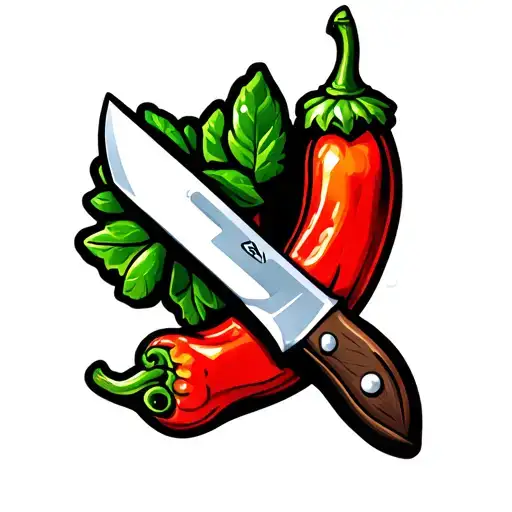 Chef Knife And Chilli Pepper In The Shape