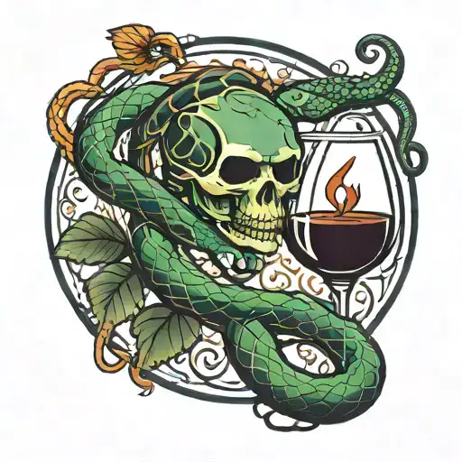 Glass Of Wine And Snake Medical Sign