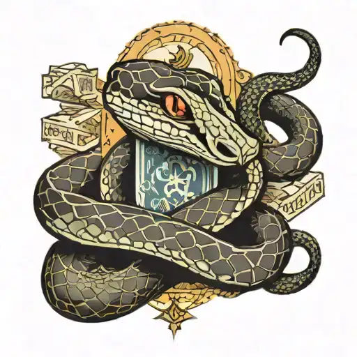 Snake Wrapped Around A Tarot Card