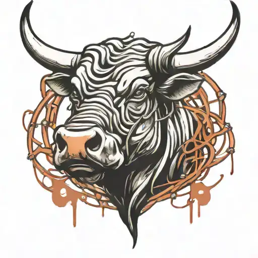 Bull With Barb Wire Wrapped