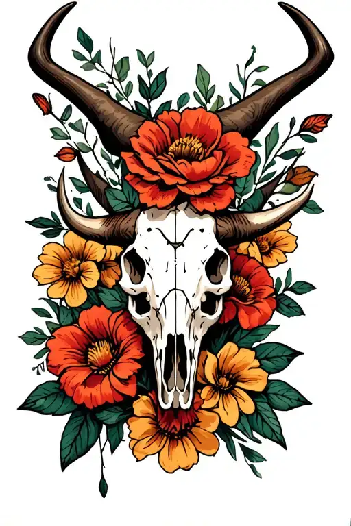Longhorn Skull Barb Wire Flowers