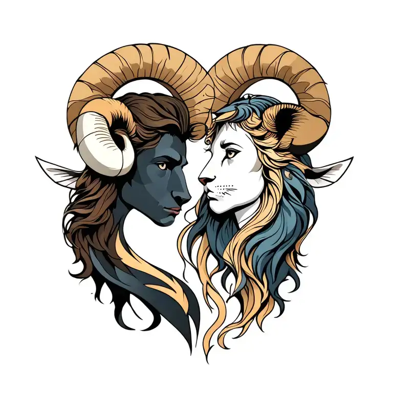 Male Aries Intertwined With Female Leo Zodiac Sign