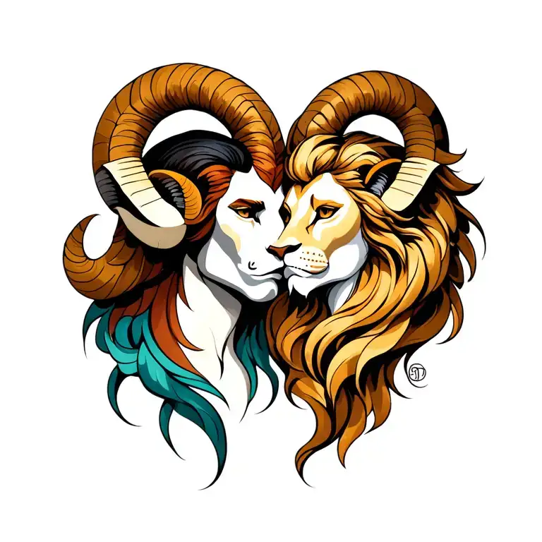 Male Aries Intertwined With Female Leo Zodiac Sign