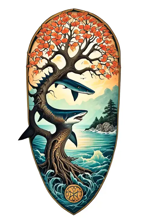 Shark Tree Of Life Intertwined