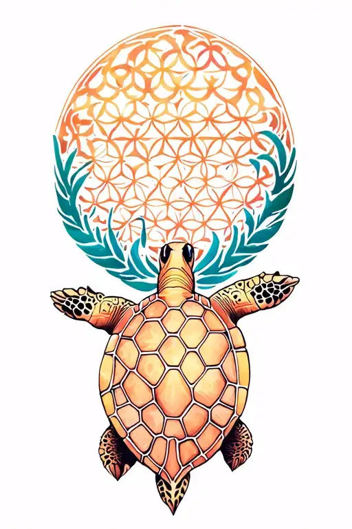 Flower Of Life With Sea Turtle