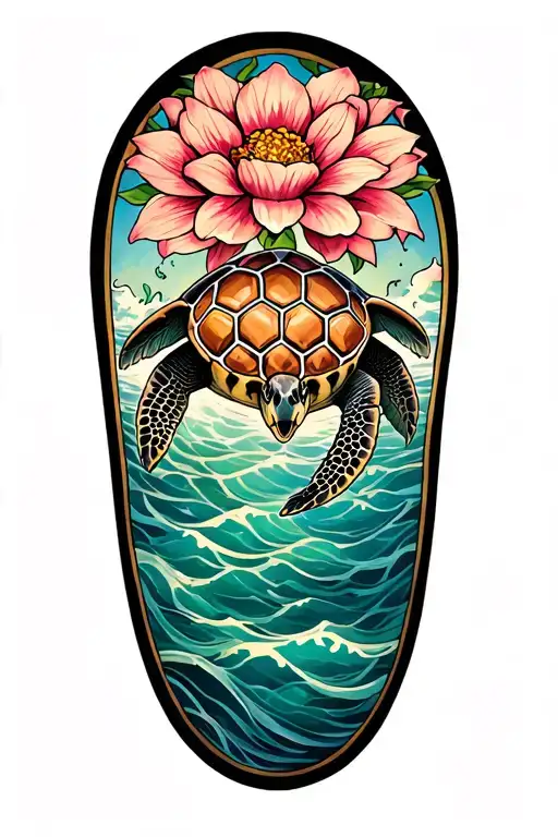 Flower Of Life With Sea Turtle