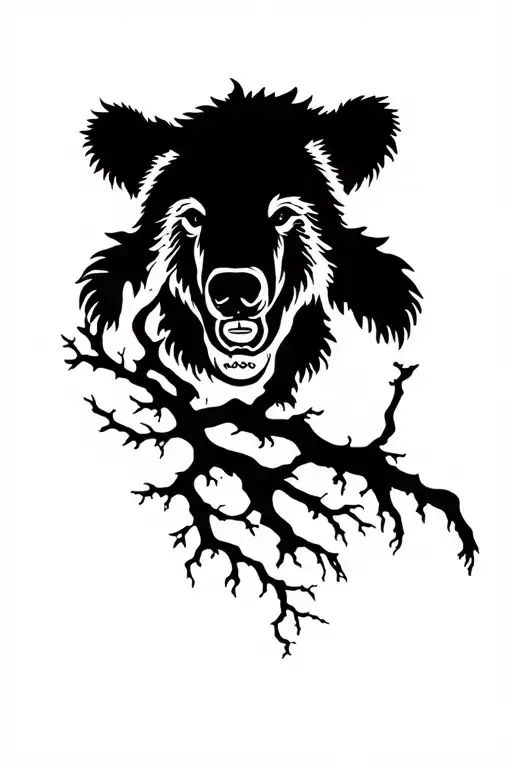 Tree Of Life Bear Emerging Representing Wisdom Surrounded