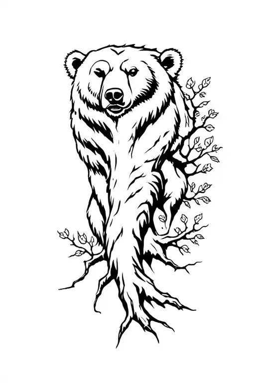Tree Of Life Bear Emerging Representing Wisdom