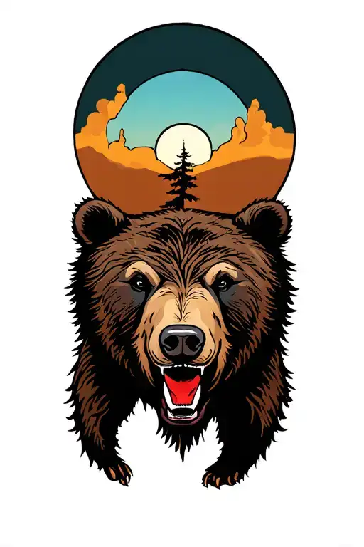 Tree Of Life Bear Emerging Representing Courage