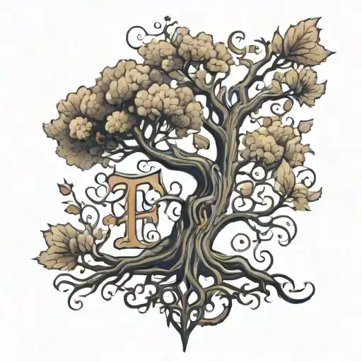 Tree With No Leafs Shaped As Letter T